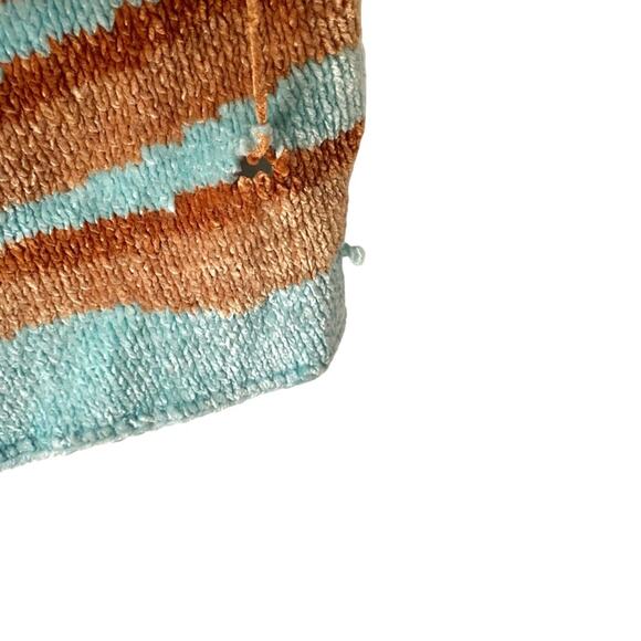 Sweater Sweater Chenille Cardigan Sweater Western Boho Navajo Tan Turquoise - Picture 3 of 9